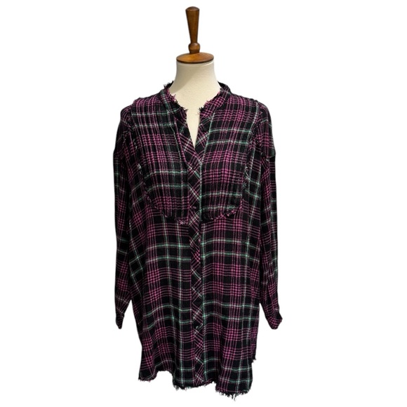 Free People Tops - Intimately by Free People Pink, Green and Black Plaid Top #13